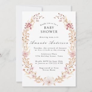 Convite Chuva de Bebê de Flores Selvagens Elegantes
