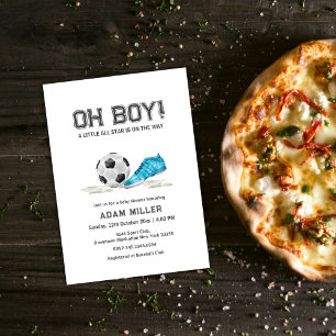 Convite Chuva de Bebê de Futebol Estrela Minimalista Moder