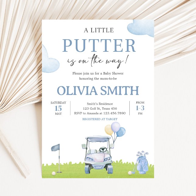 Convite Chuva de Bebê de Golfe A Little Putter (Golf A Little Putter Baby Shower Invitation)