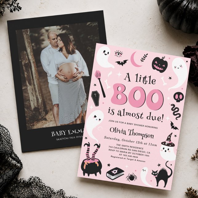 Convite Chuva de Bebê de Halloween Pink A little Boo (Criador carregado)