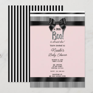 Convite Chuva de Bebê de Halloween Preto Arco Branco Rosa