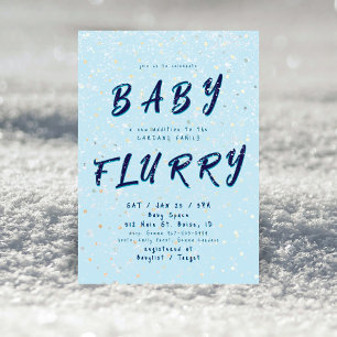 Convite Chuva de Bebê de Inverno Floco de Neve Azul