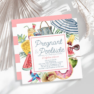 Convite Chuva de Bebê de Menina Grávida & Tropical à Beira