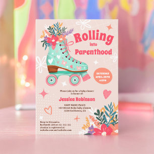 Convite Chuva de bébé de patins florais