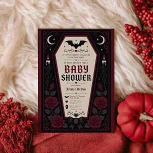 Convite Chuva de Bebê de Vampiro Gótico Caixão Escuro de H