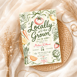 Convite Chuva de bebê de vegetais frutas desenhados à mão