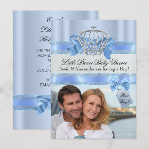 Convite Chuva de Bebê do Casal Menino Azul Pequeno Príncip
