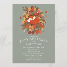 Convite Chuva de Bebê do Lindo Filhote de Raposa da Flores