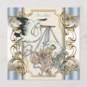 Convite Chuva de Bebê do Menino Cegonha Elegante