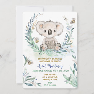 Convite Chuva de Bebê do Menino Koala Personalizada