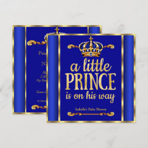 Convite Chuva de Bebê do Príncipe Azul Real Dourado a Cami