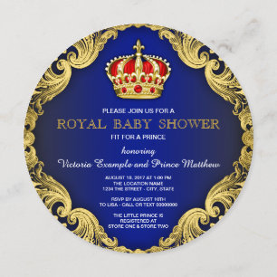 Convite Chuva de Bebê do Príncipe Elegante Azul Real