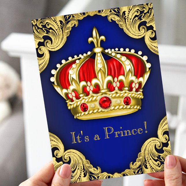 Convite Chuva de Bebê do Príncipe Elegante Azul Real (Criador carregado)
