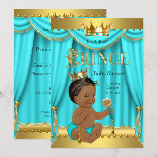 Convite Chuva de Bebê do Príncipe Herdeiro Dourado Água Te