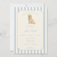 Chuva de Bebê do Retriever Dourado com Listras Azu