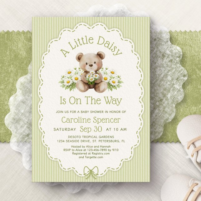 Convite Chuva de Bebê do Ursinho Little Daisy (Criador carregado)