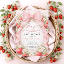 Chuva de Bebê Doce Morango com Laço Rosa