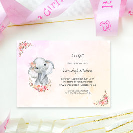 Convite Chuva de Bebê Elefante Boho Chic Coral Aquarela