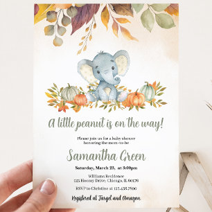 Convite Chuva de Bebê Elefante de Outono