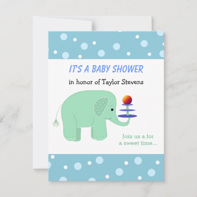 Convite Chuva de Bebê: Elefante em Equilíbrio (Frente)