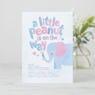 Convite Chuva de Bebê Elefante Rosa e Azul Um Pequeno Amen
