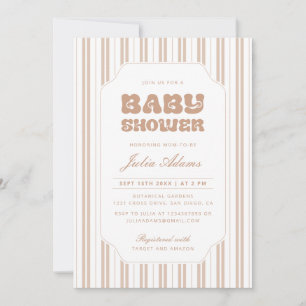 Convite Chuva de Bebê Elegante com Listras de Chocolate Ma