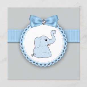 Convite Chuva de Bebê Elegante Elefante Azul