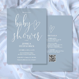 Convite Chuva de Bebê Elegante em Azul Po dusty Blue All I