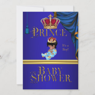 Convite Chuva de Bebê Elegante Menino Azul Pequeno Príncip