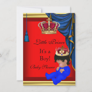Convite Chuva de Bebê Elegante Menino Azul Vermelho Pequen