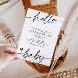 Convite Chuva de Bebê Elegante Moderno Minimalista Rascunh