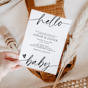 Convite Chuva de Bebê Elegante Moderno Minimalista Rascunh