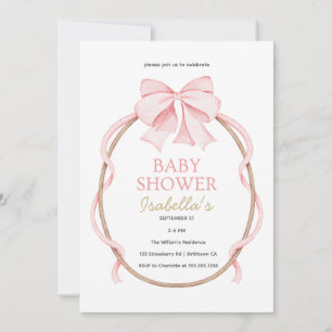 Convite Chuva de Bebê Elegante Rosa e Branco