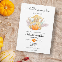 Convite Chuva de Bebê em Aquarela Boho Little Lamb Pumpkin