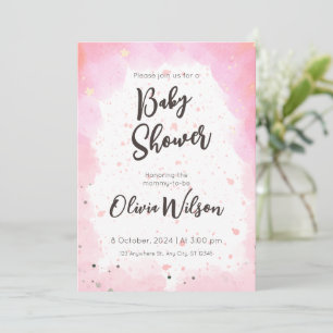 Convite Chuva de Bebê em Aquarela Rosa, Oh Menina Chuva de