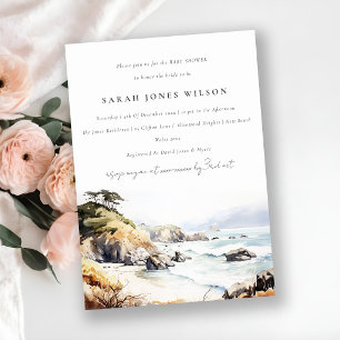 Convite Chuva de Bebê em Big Sur Califórnia em Aquarela