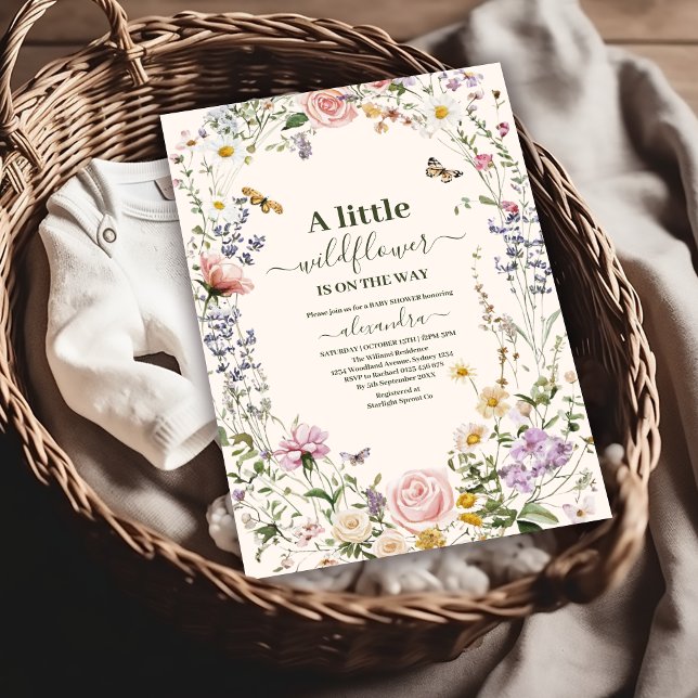 Convite Chuva de Bebê em Campo de Flores Silvestres Elegan (Criador carregado)