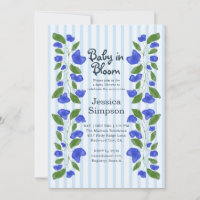 Chuva de Bebê em Flor Cute Arte Nova Floral Azul