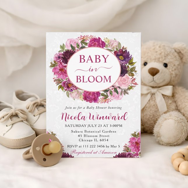 Convite Chuva de Bebê em Rosa e Bege com Guirlanda de Aqua (Criador carregado)