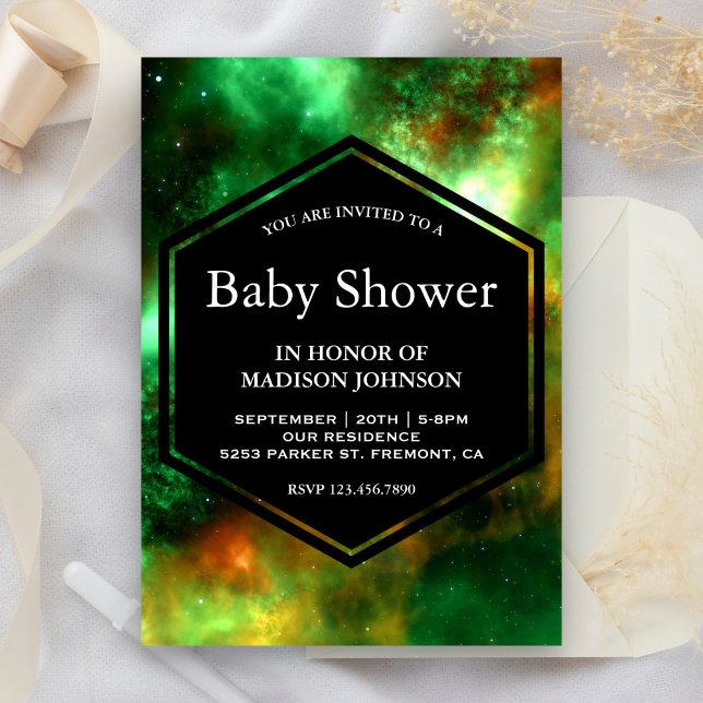 Convite Chuva de Bebê Espaço de Aglomerados de Estrelas (Criador carregado)