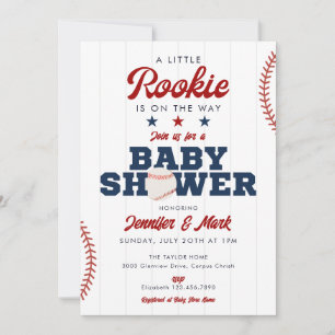 Convite Chuva de Bebê Esportes Beisebol Little Rookie