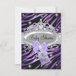Convite Chuva de Bebê Estampa de Zebra Roxa e Tiara de Pri