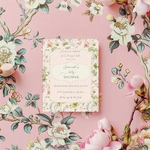Convite Chuva de Bebê Estilo Floral Rosa
