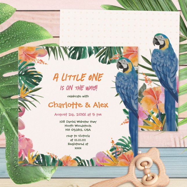 Convite Chuva de Bebê Exótica de Papagaio Tropical (Exotic Tropical Parrot Jungle Baby Shower Invitation ©Susanne Sachers - Sunny Mind 🌞)