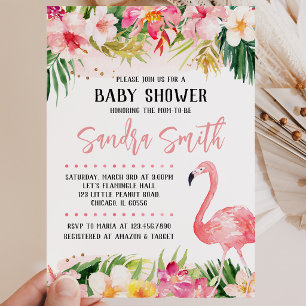 Convite Chuva de Bebê Flamingo Floral