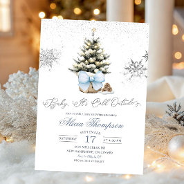 Convite Chuva de Bebê Floco de Neve Arco de Natal Minimali