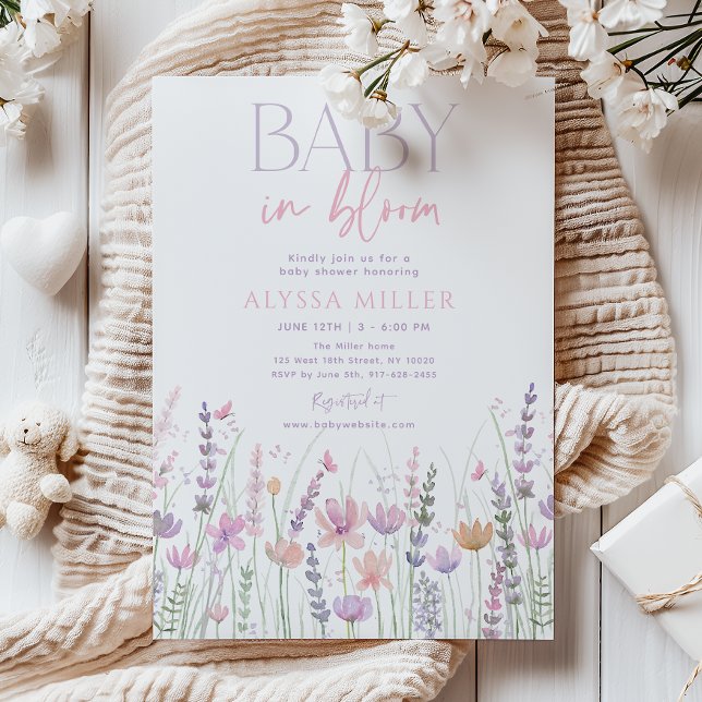 Convite Chuva de Bebê Flor de Bebê Pastel Suave em Flor (Criador carregado)