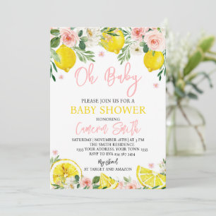 Convite Chuva de Bebê Flor de Rosa Limão