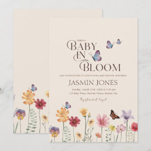 Convite Chuva de Bebê Flor Silvestre Borboleta Baby In Blo