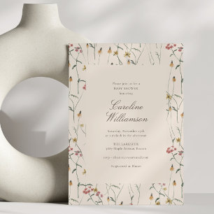 Convite Chuva de Bebê Flor Silvestre de Outono Jardim Rúst